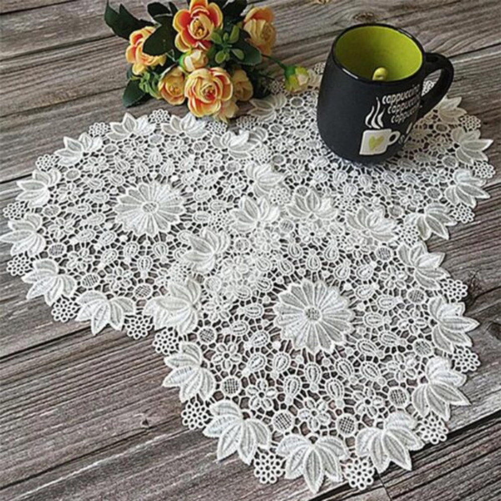 New Lace Round White Embroidery Table Place Mat