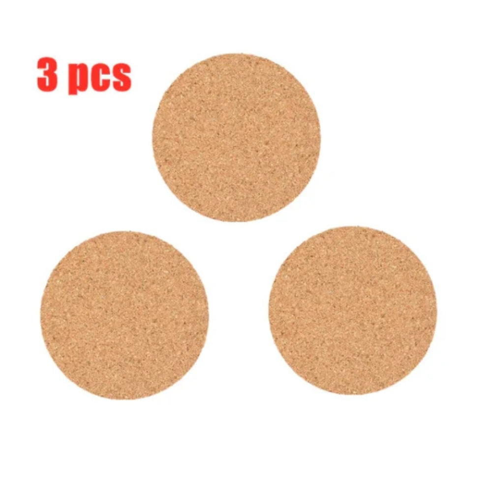 3 pcs Natural Round Wooden Slip Slice Cup Mat